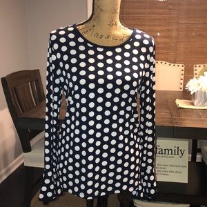 Carmen Mark Valvo polka dot shirt with bell sleeves. Size Medium. Worn once.